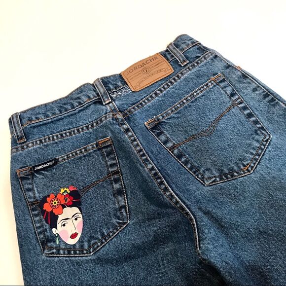 Vintage Jordache Frida Kahlo High Rise Mom Jeans Blue Artist Artsy Painter Sz 28 - Picture 4 of 14